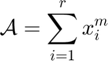 $$\mathcal{A} = \sum_{i=1}^{r} x_{i}^{m}$$
